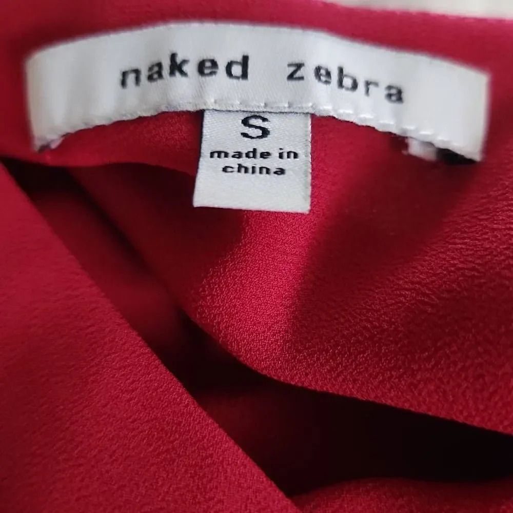 Naked Zebra Ladies Red Spaghetti Strap Tie Waist Dress - Size Small - Picture 8 of 10